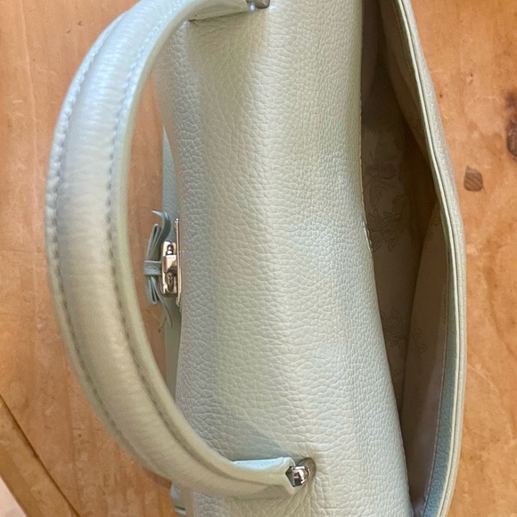 SOLD MyFlat In London Light Mint Green Leather Satchel Handbag with Bow Detail - Picture 6 of 10